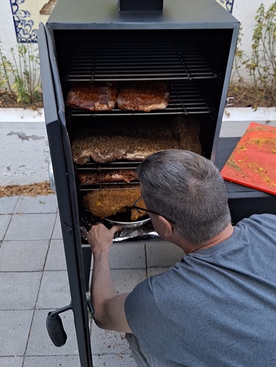 Tom smoking meats at home